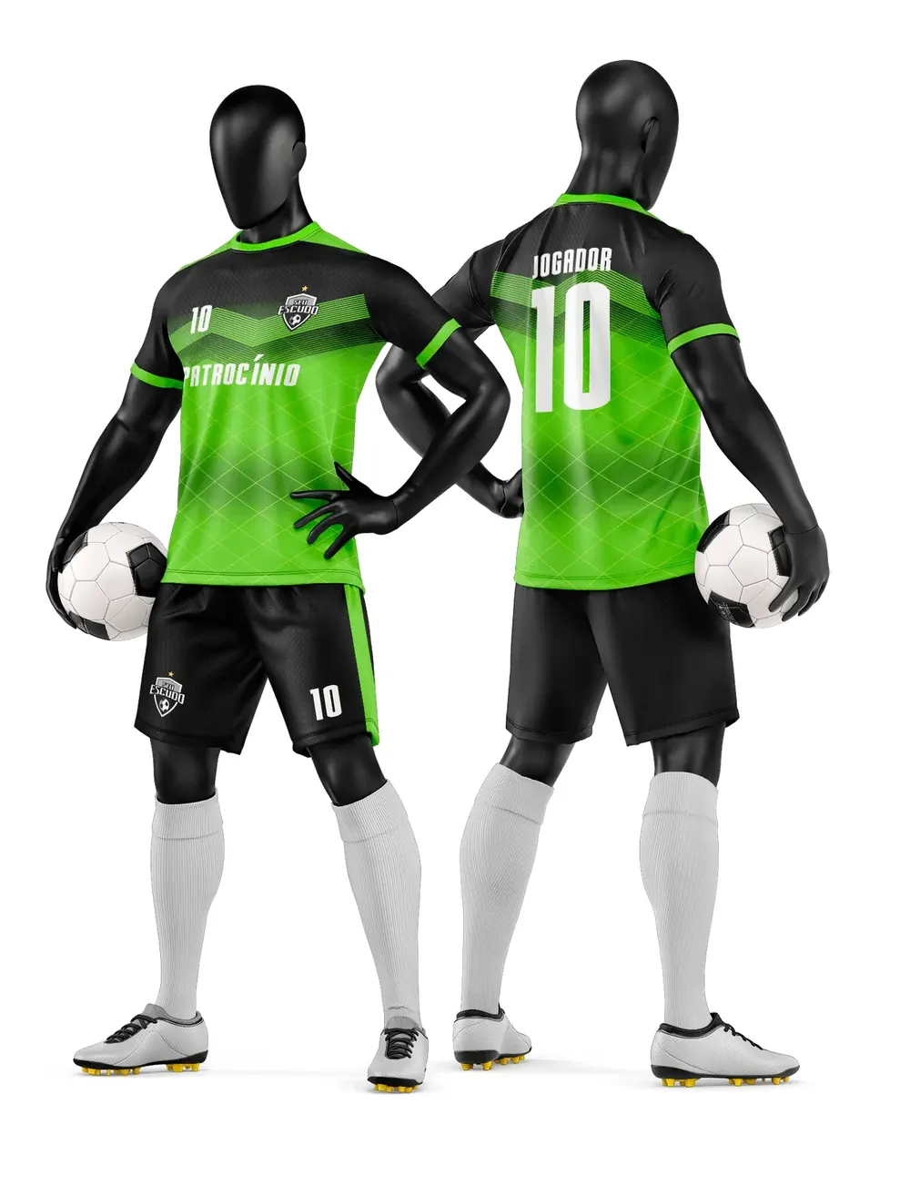 Arte Vetor Camisa e Short de Time de Futebol Amador Modelo 100