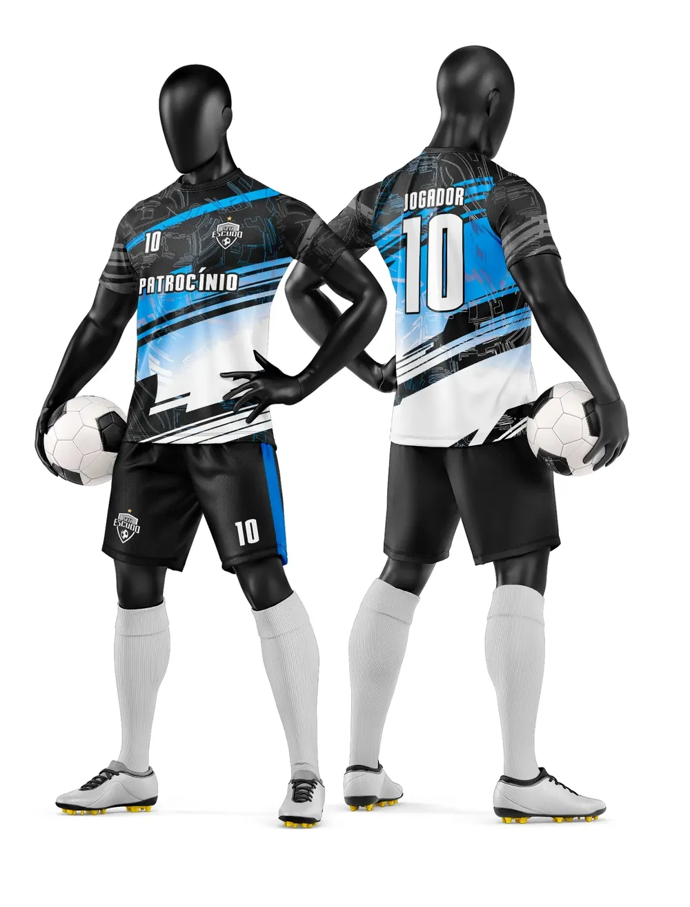 Arte Vetor Camisa e Short de Time de Futebol Amador Modelo 252
