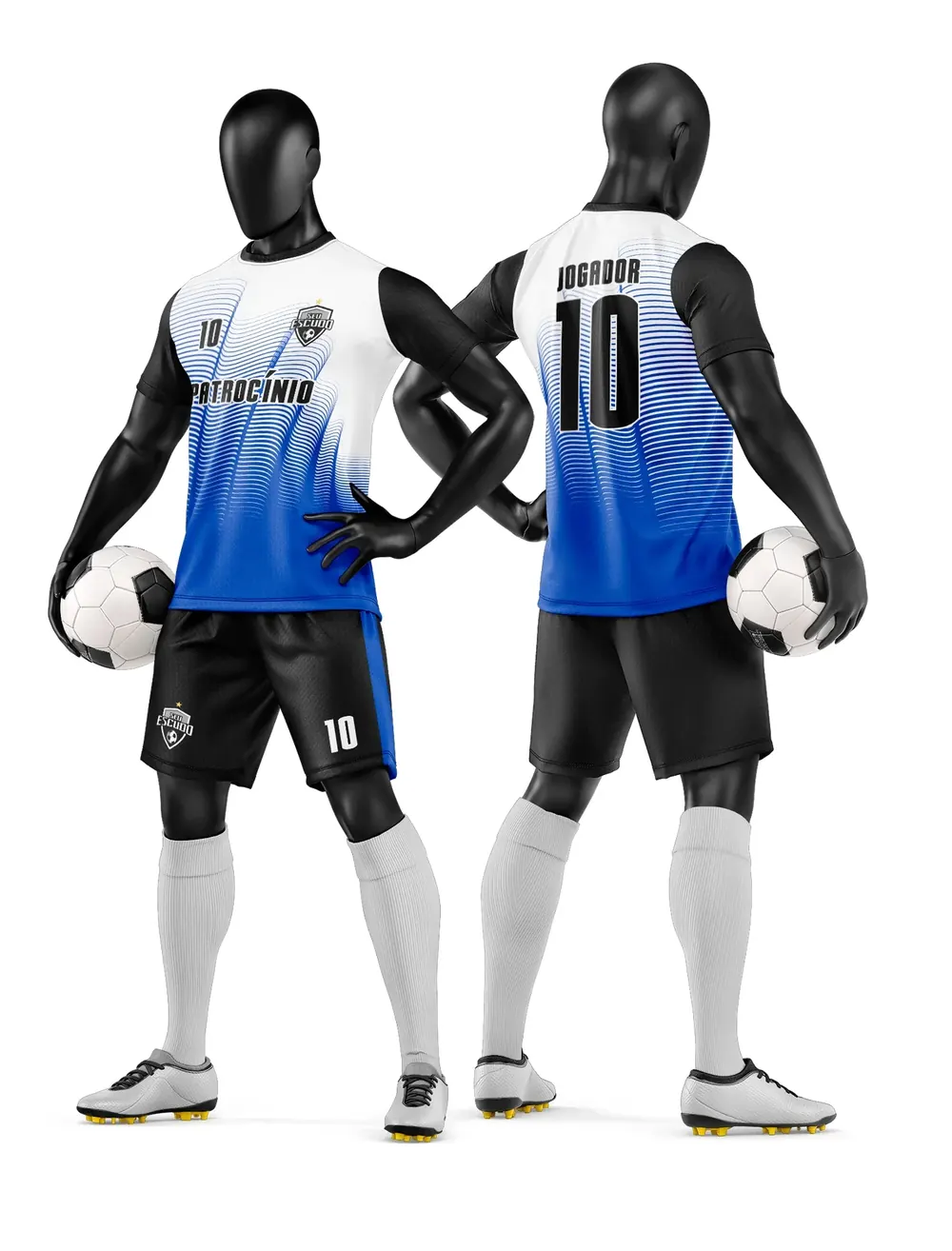 Arte Vetor Camisa e Short de Time de Futebol Amador Modelo 136