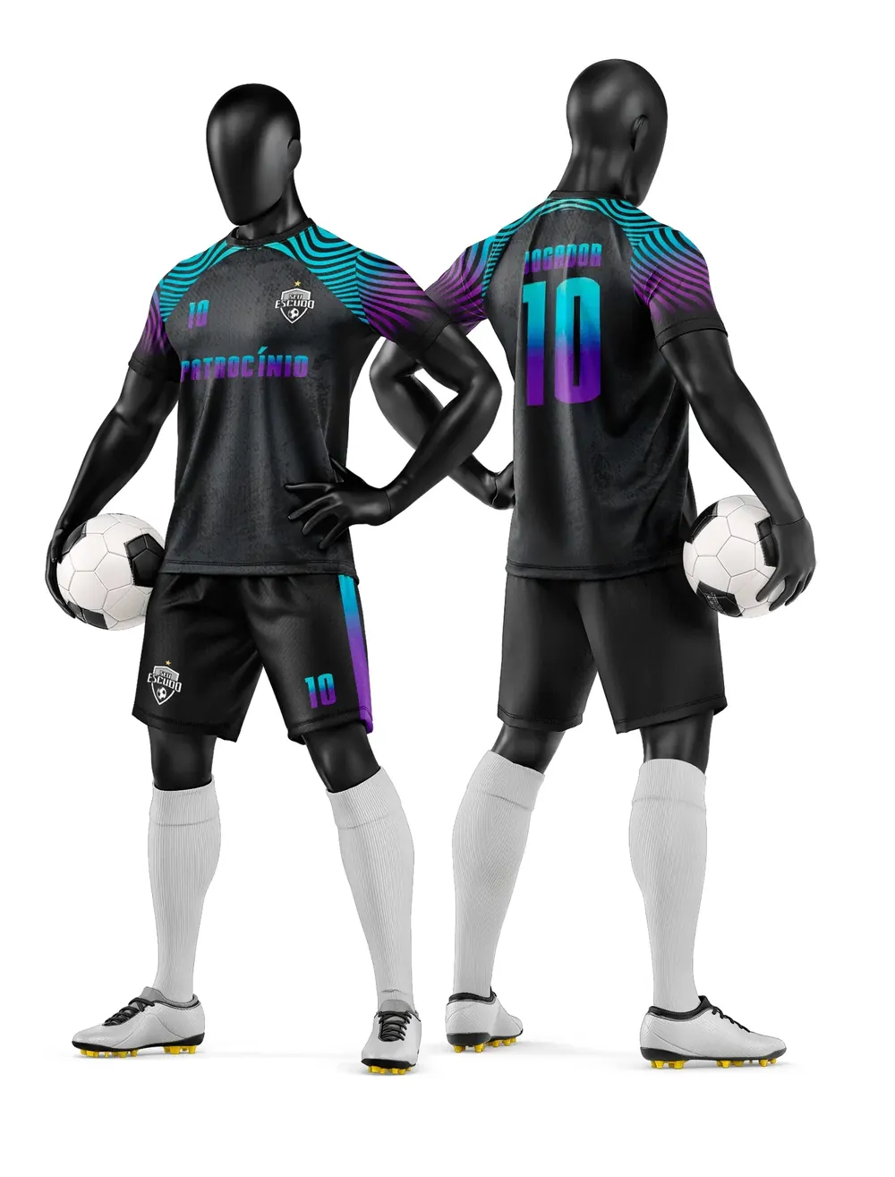 Arte Vetor Camisa e Short de Time de Futebol Amador Modelo 258