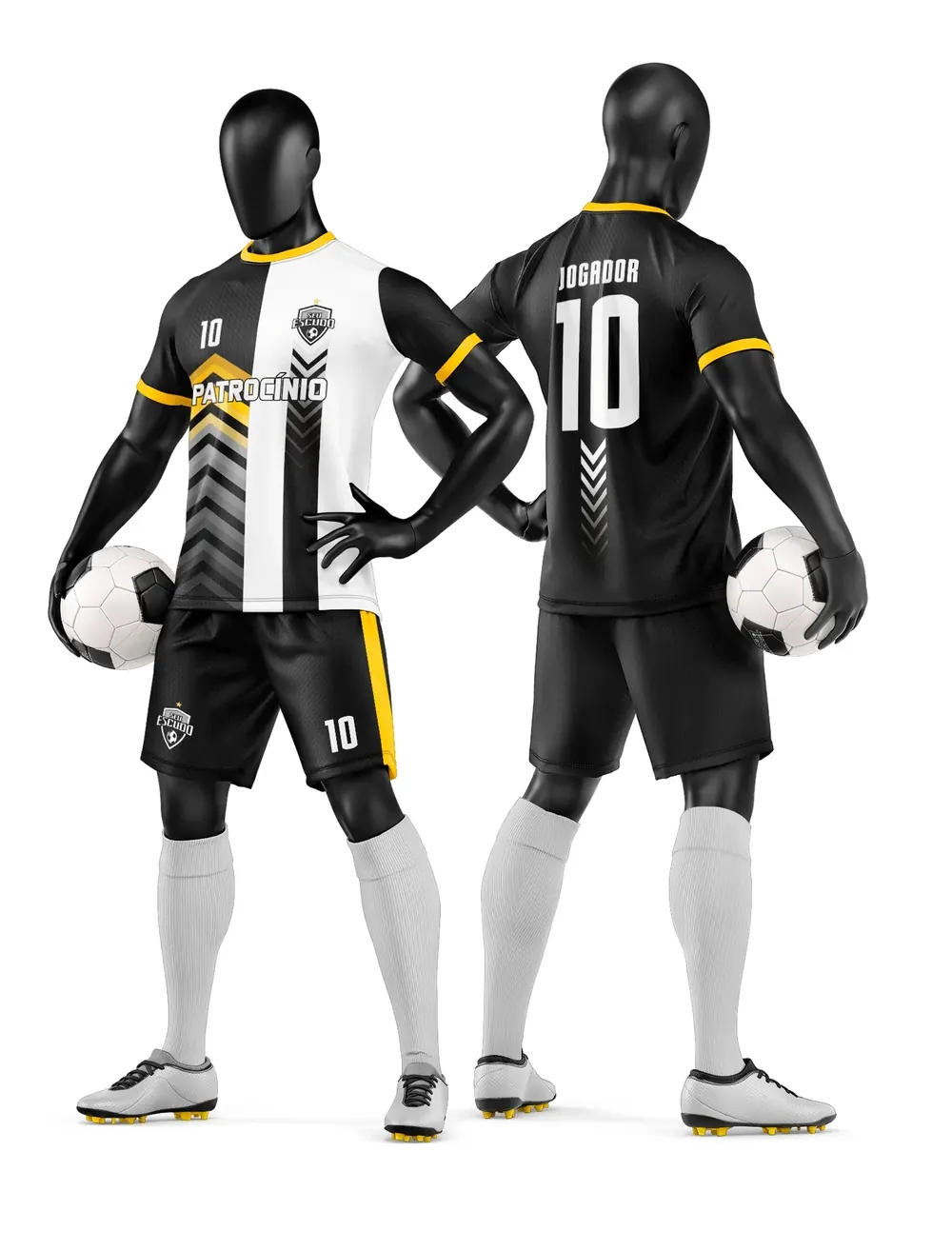 Arte Vetor Camisa e Short de Time de Futebol Amador Modelo 190