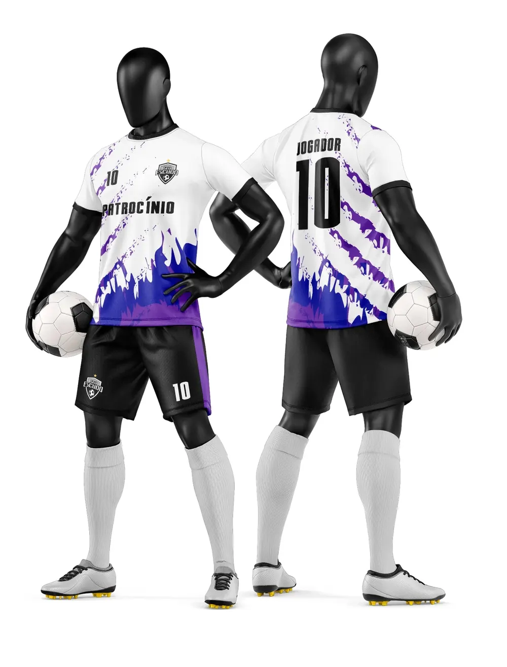 Arte Vetor Camisa e Short de Time de Futebol Amador Modelo 173