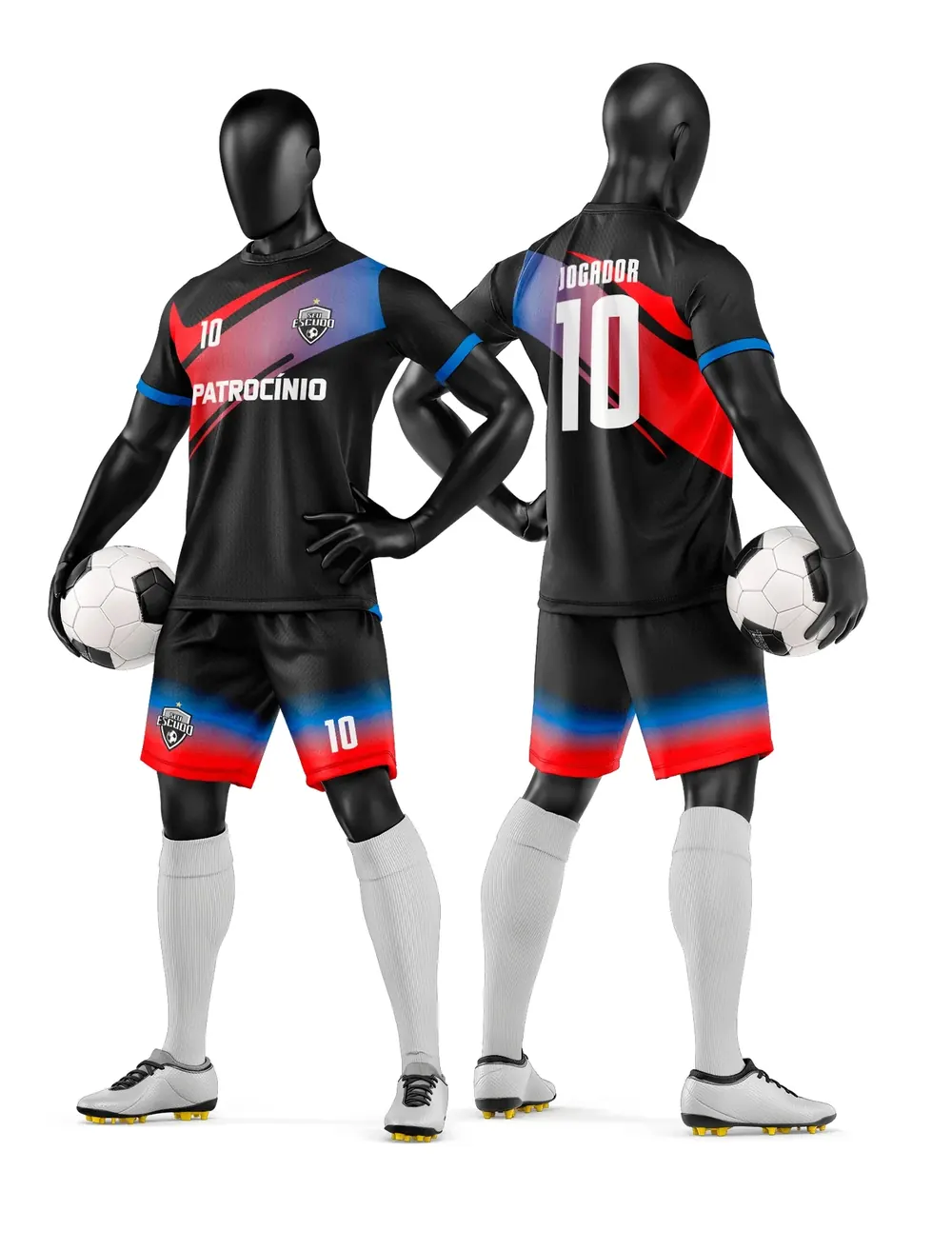 Arte Vetor Camisa e Short de Time de Futebol Amador Modelo 284