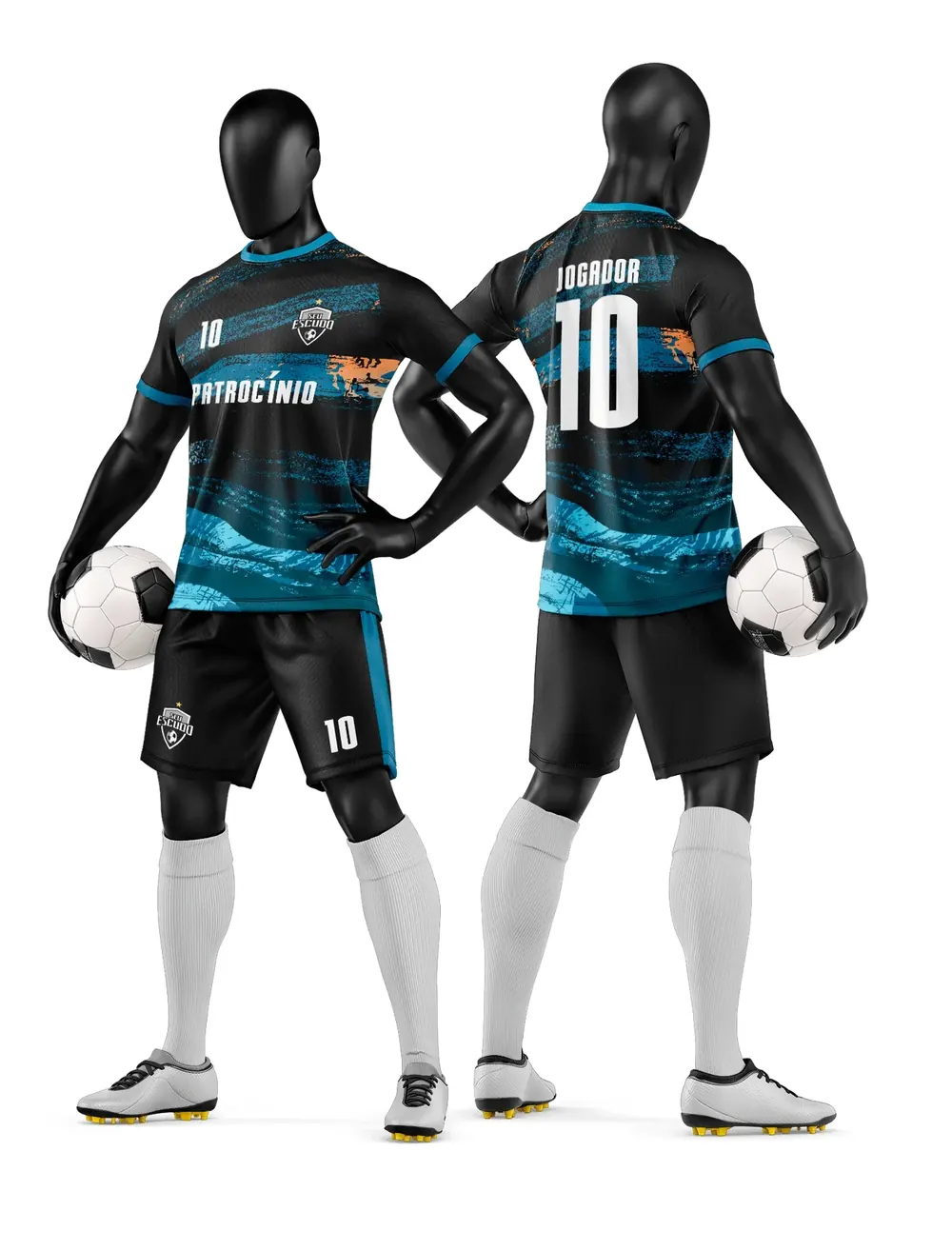 Arte Vetor Camisa e Short de Time de Futebol Amador Modelo 75