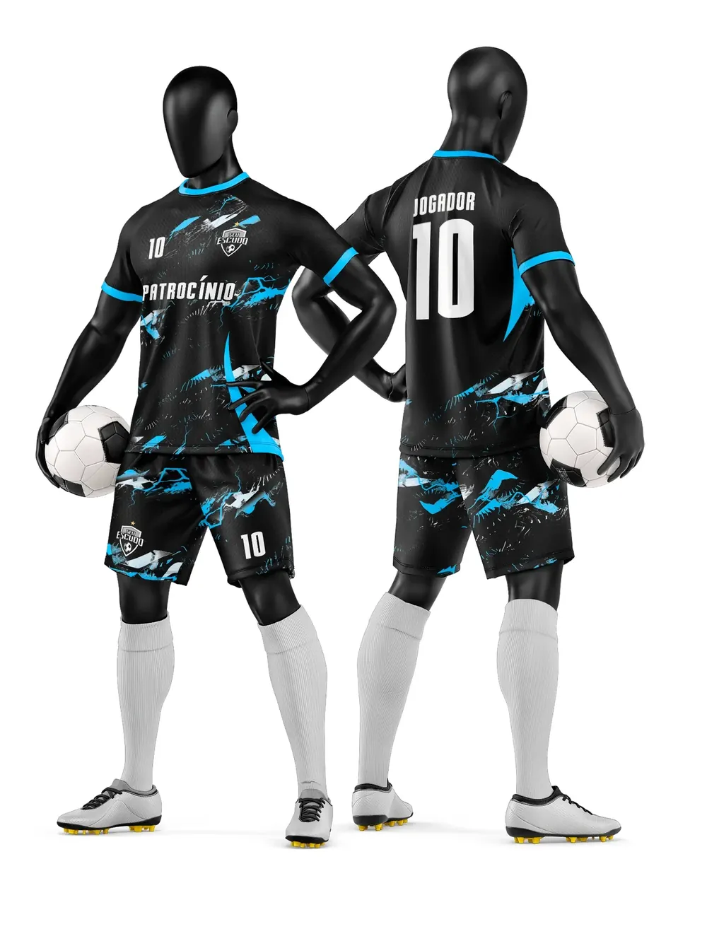 Arte Vetor Camisa e Short de Time de Futebol Amador Modelo 74