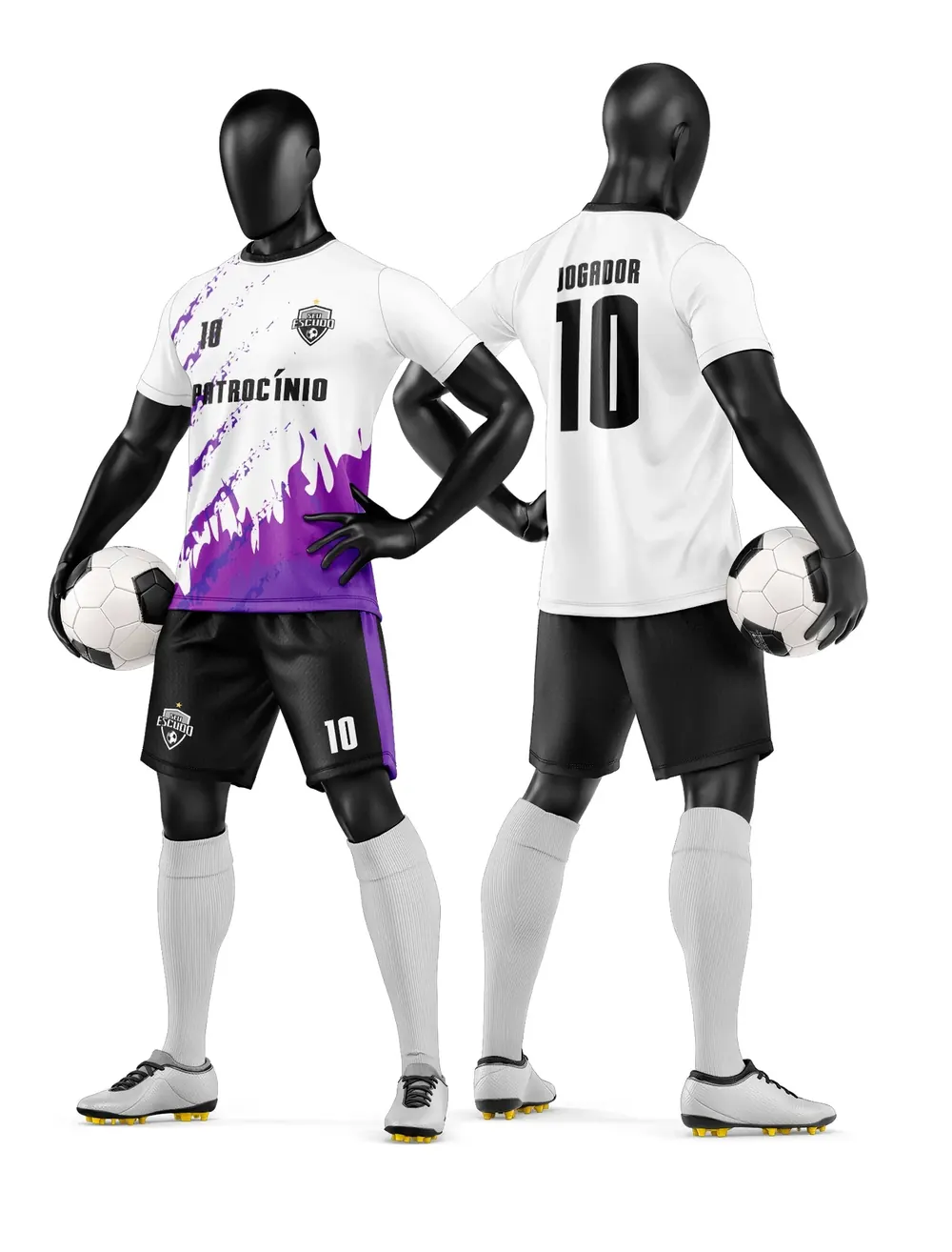 Arte Vetor Camisa e Short de Time de Futebol Amador Modelo 255