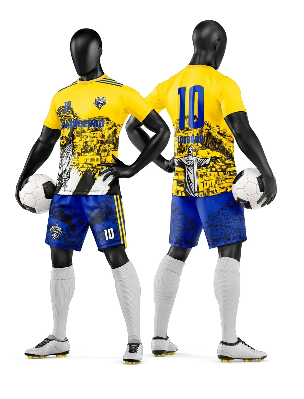 Arte Vetor Camisa e Short de Time de Futebol Amador Modelo 193