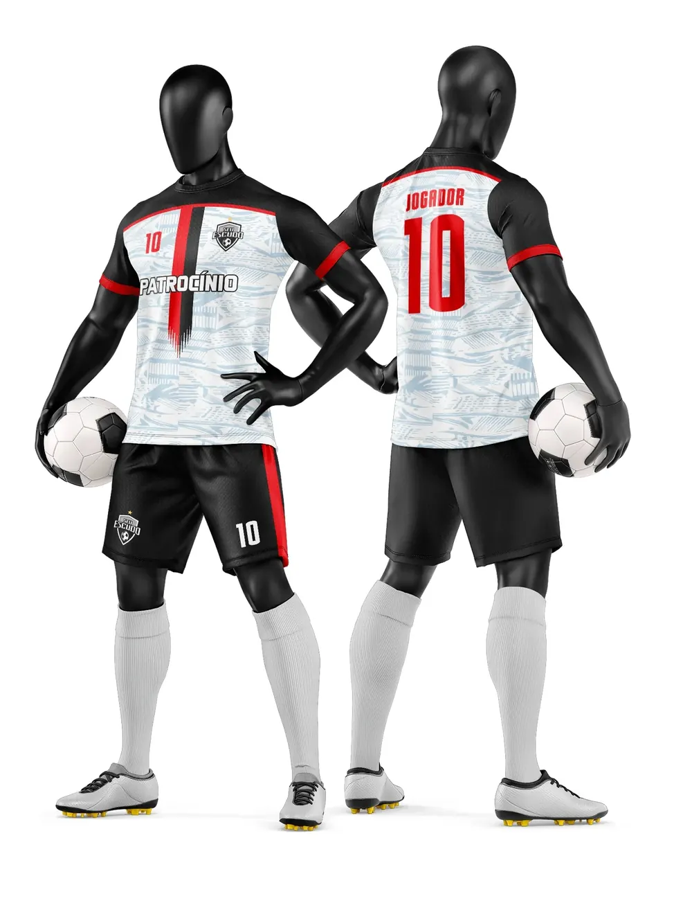 Arte Vetor Camisa e Short de Time de Futebol Amador Modelo 212