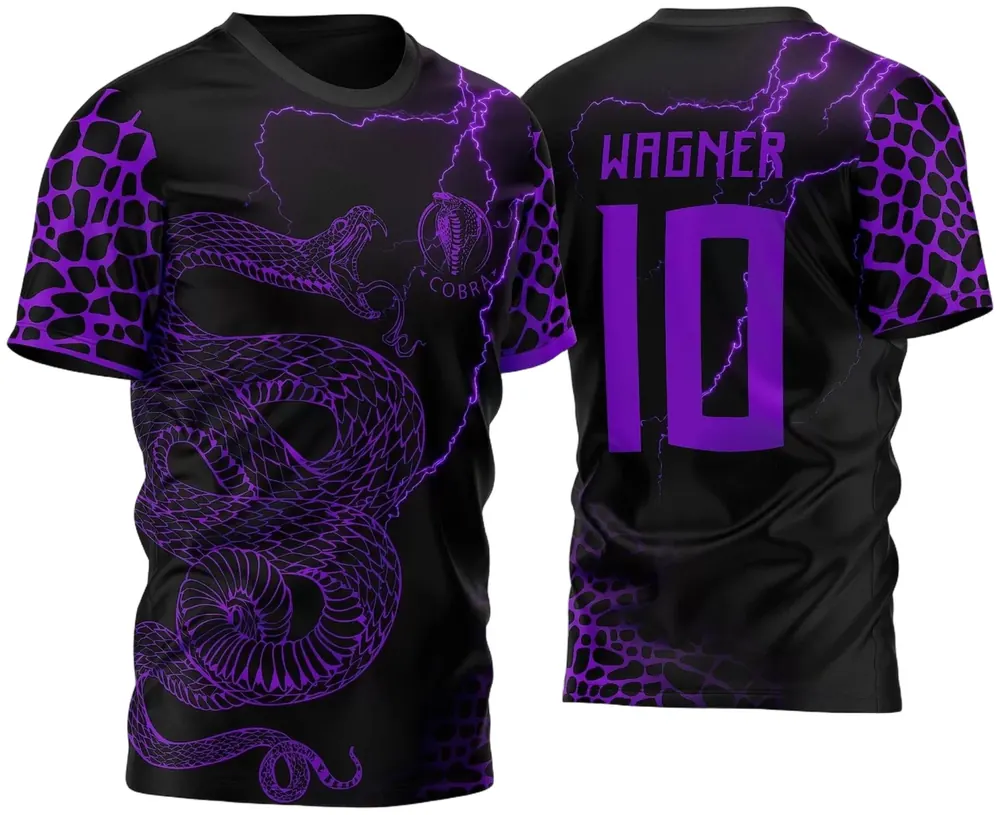 Arte Vetor Camisa InterClasse Cobra Roxa Com Raios