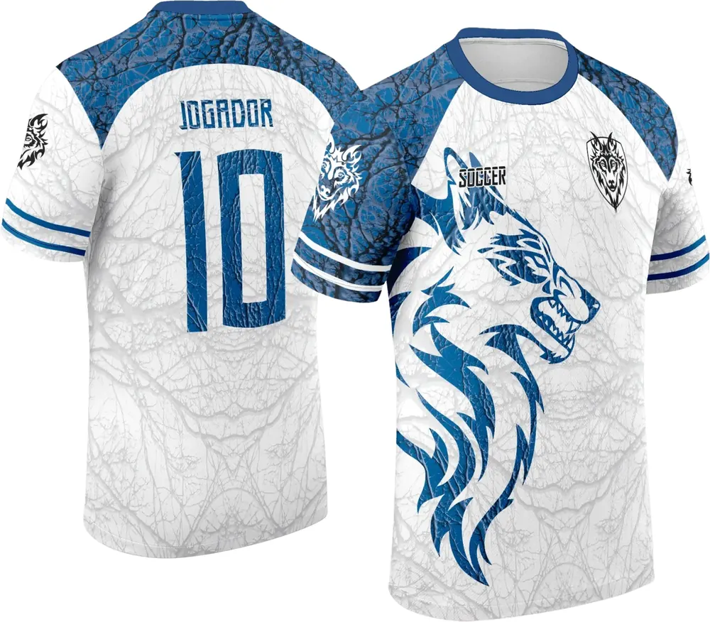Arte Vetor Camisa Interclasse Lobo Azul com Branco 2025