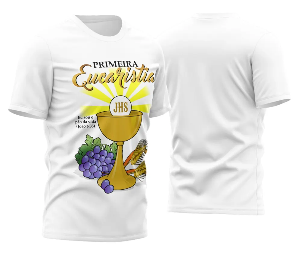 Arte Estampa Camisa Religiosa - Eucaristia