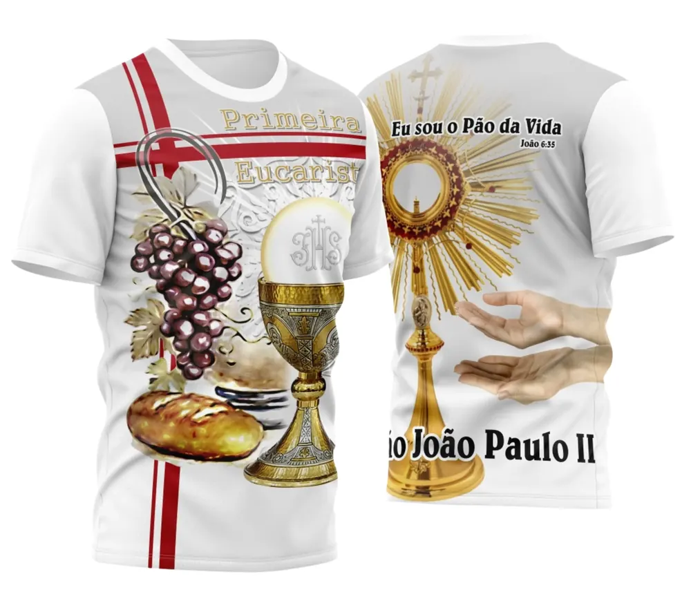 Arte Estampa Camisa Religiosa Eucaristia