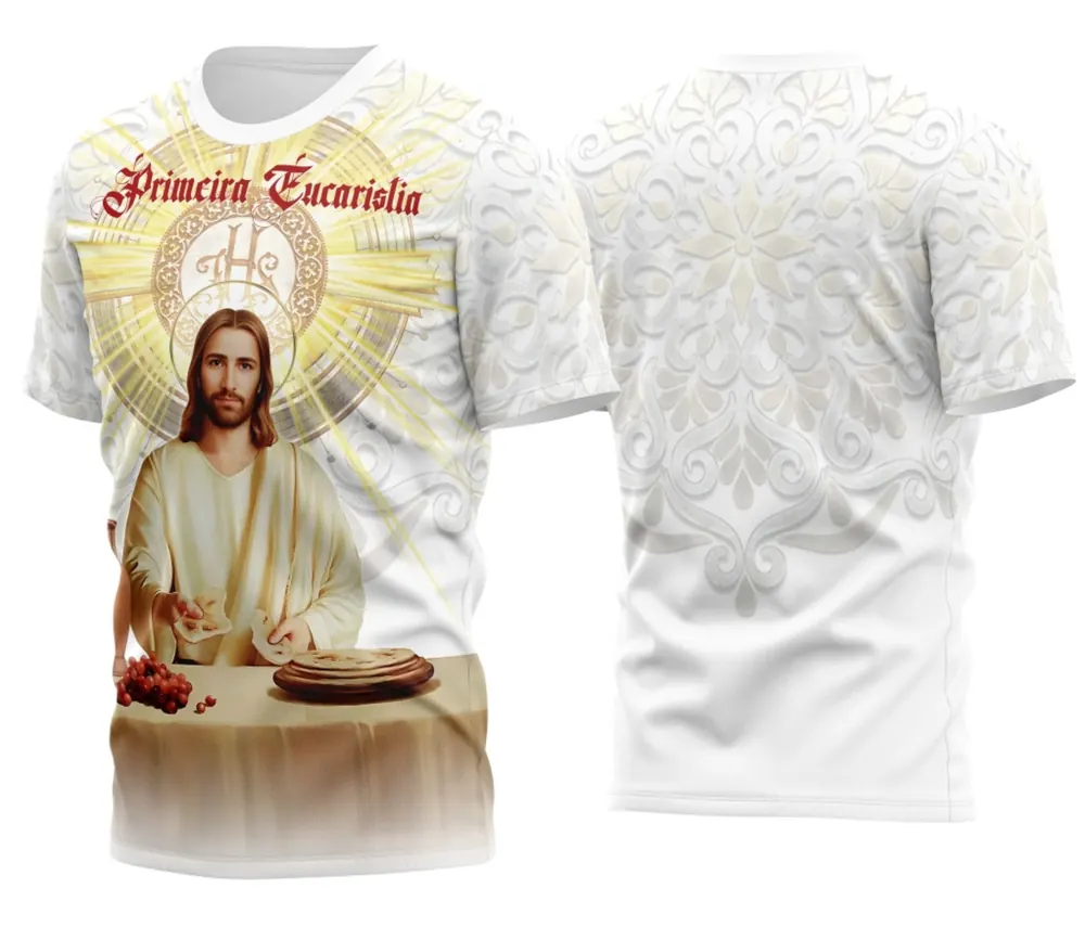 Arte Camisa Religiosa para Estampa Eucaristia