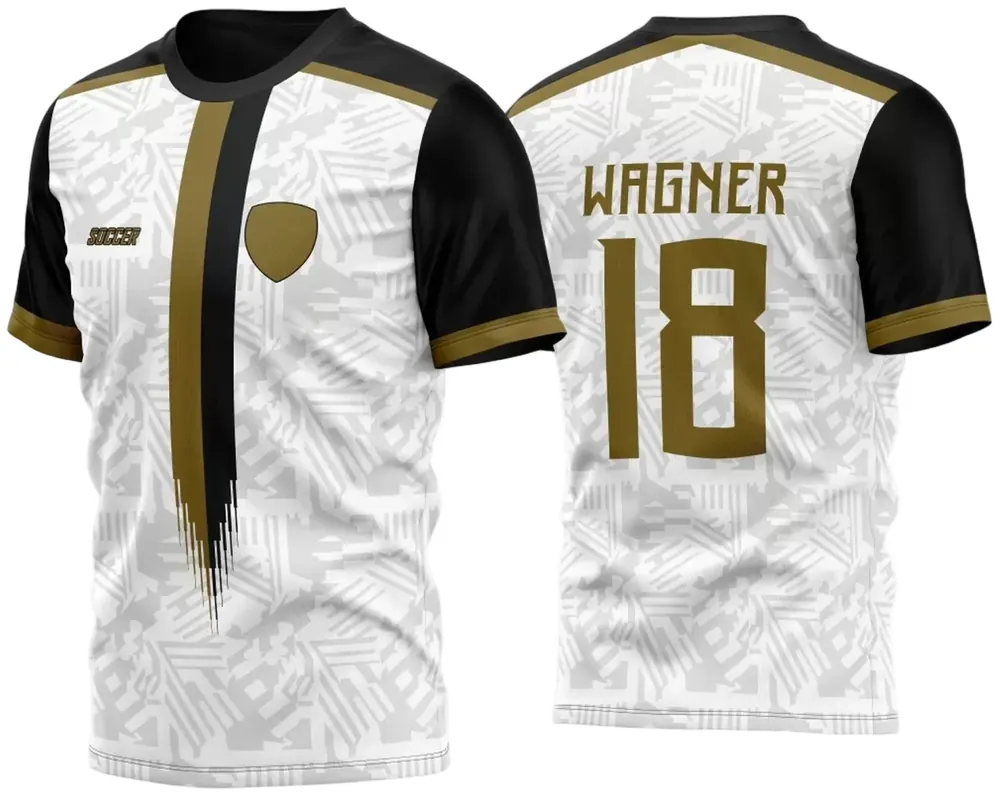 Camisa Soccer Fundo Geometrico com Dourado