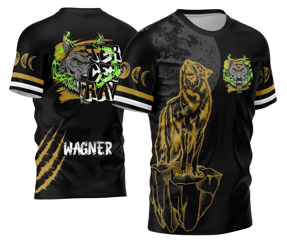 Arte Camisa Terceirão com Lobo da Lua Estilo Único Modelo 14