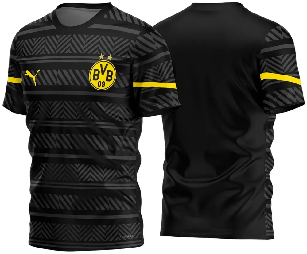 Arte Vetor Estampa Camisa Borussia Dortmund Pré-Jogo 2021-22 02