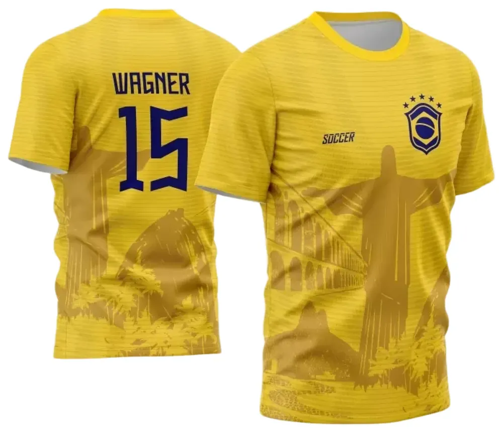Camisa Brasil Cristo Redentor - Arte Vetor Estampa Template 2024 - 2025 Modelo 04