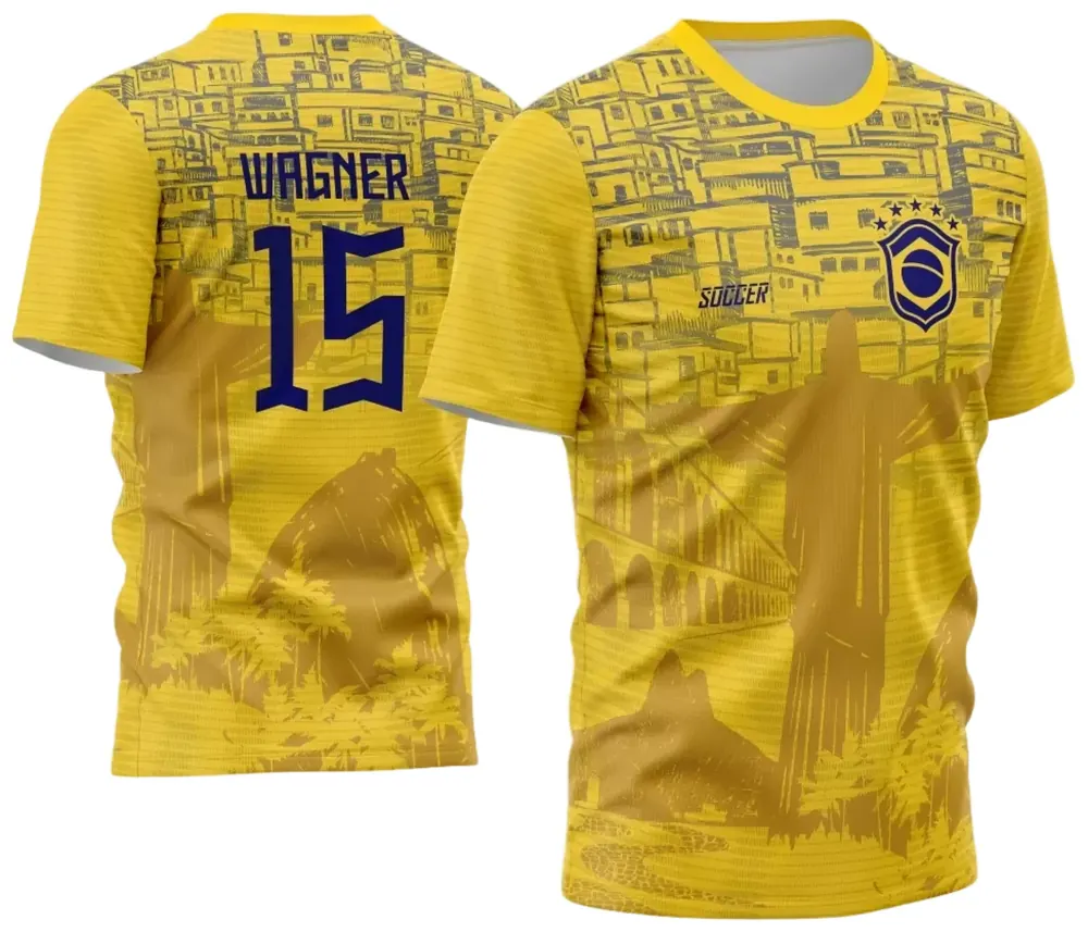 Camisa Brasil Cristo Redentor - Arte Vetor Estampa Template 2024 - 2025 Modelo 02
