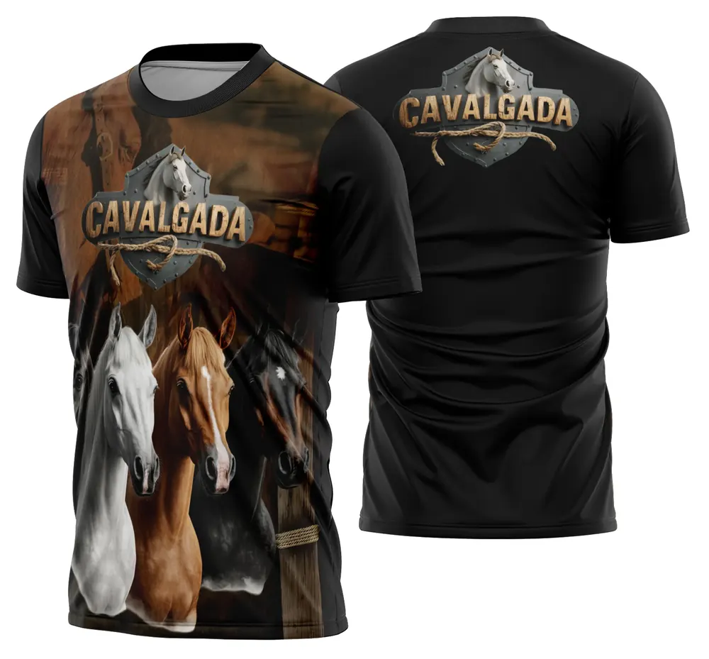 Arte Camisa Cavalgada Vaquejada Cavalo Modelo 36