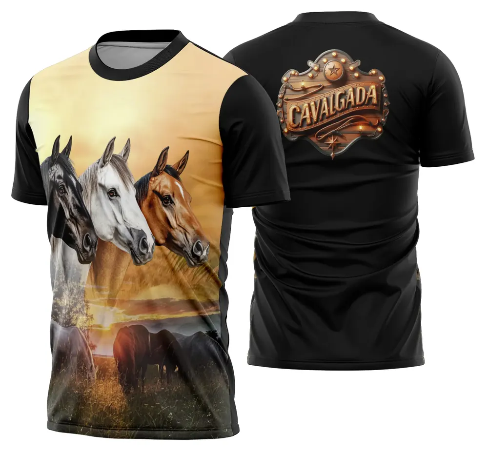 Arte Camisa Cavalgada Vaquejada Cavalo Modelo 37