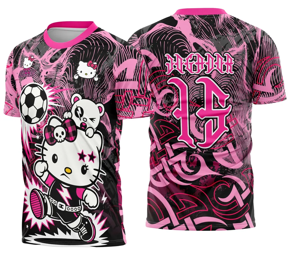 Arte Camisa de Interclasse Hello Kitty Punk Modelo 04