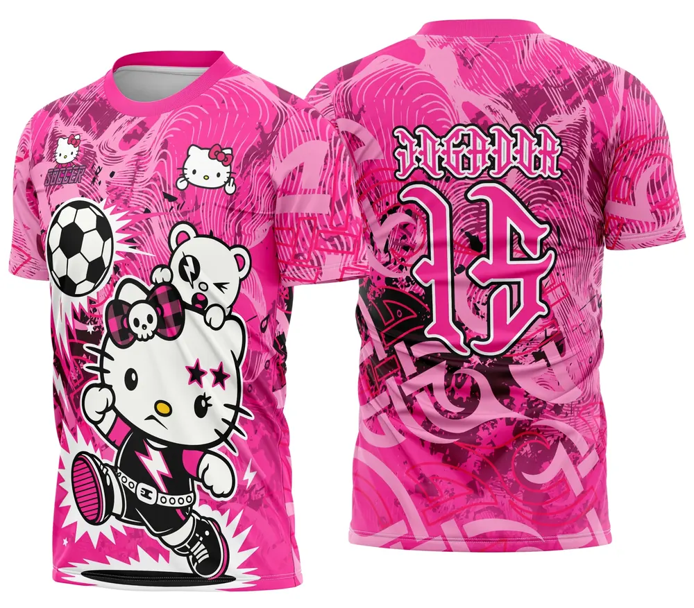 Arte Camisa de Interclasse Hello Kitty Punk Modelo 03
