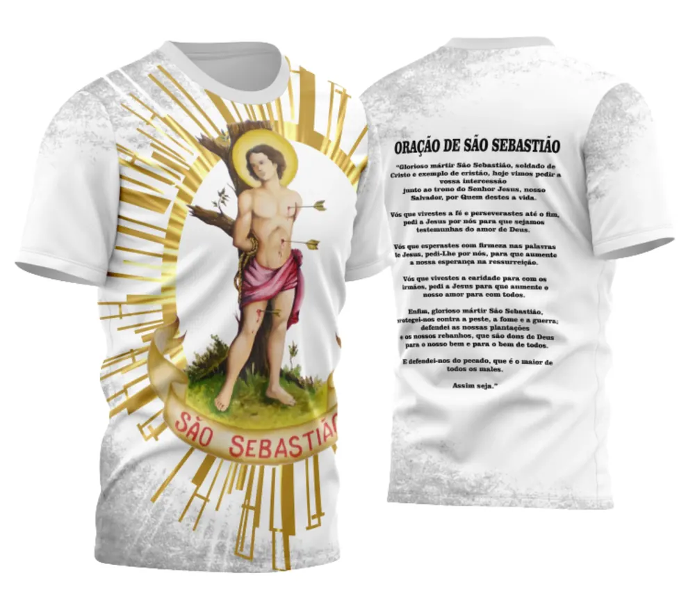 Arte Camisa São Sebastião com Estilo Religioso 02