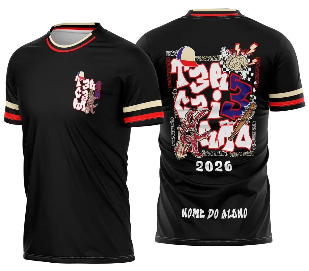 Arte exclusiva Camisa Terceirão com a Estampa Vecna de Stranger Things