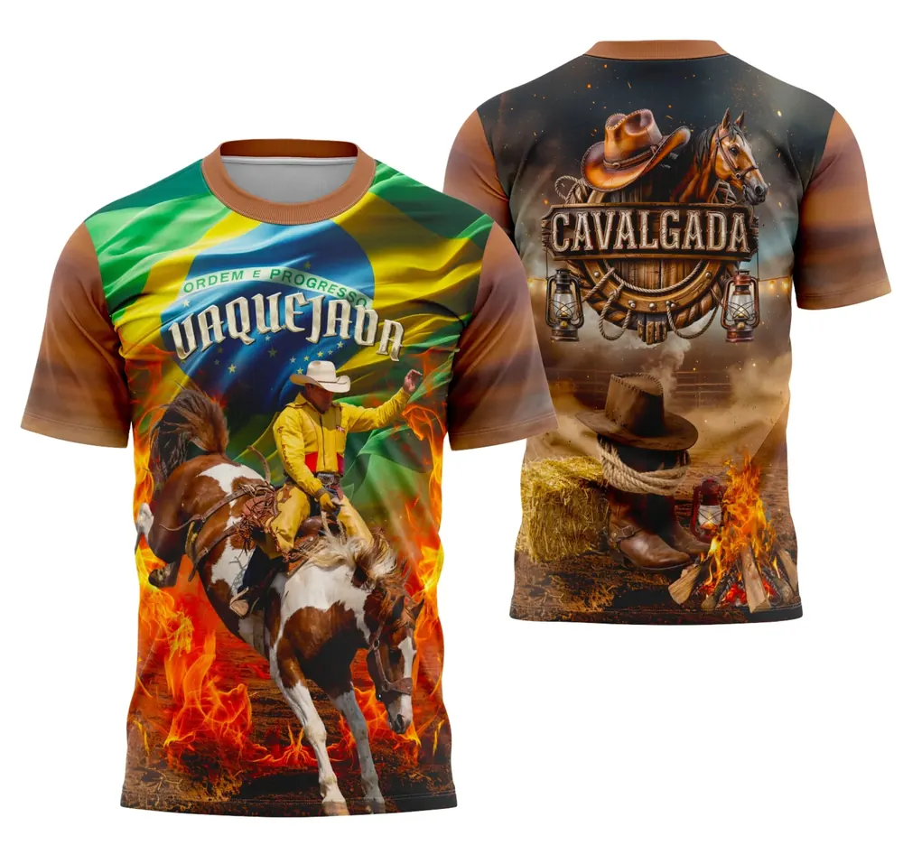 Camisa Vaquejada Cavalgada Rodeio Personalizada Modelo 12