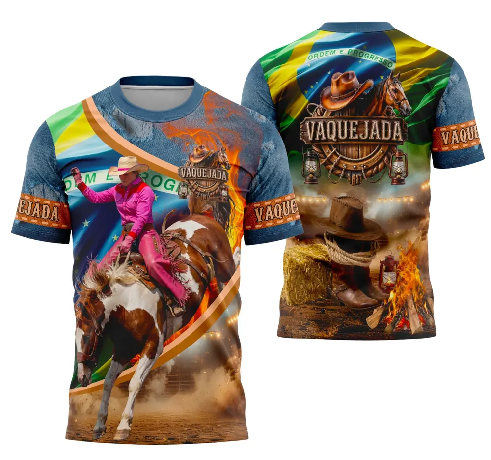 Camisa Vaquejada Cavalgada Rodeio Personalizada Modelo 07