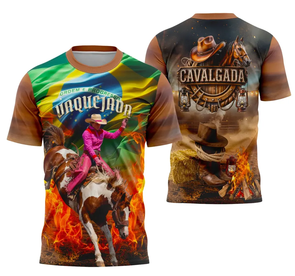 Camisa Vaquejada Cavalgada Rodeio Personalizada Modelo 10