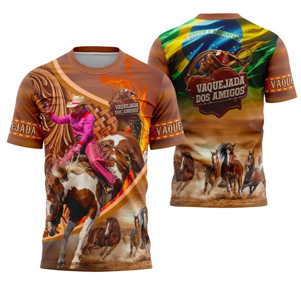 Camisa Vaquejada Cavalgada Rodeio Personalizada Modelo 08