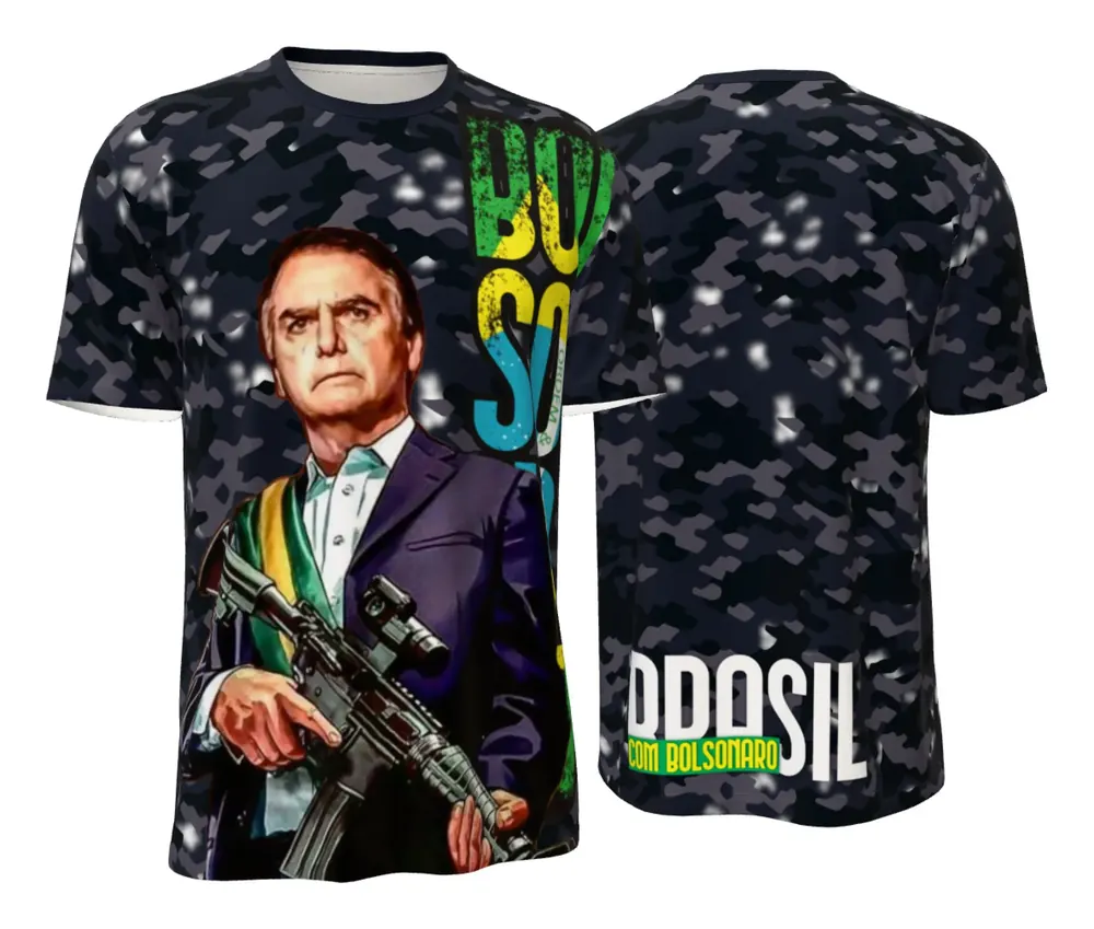 Camisa Estampa Bolsonaro Camuflada Escura