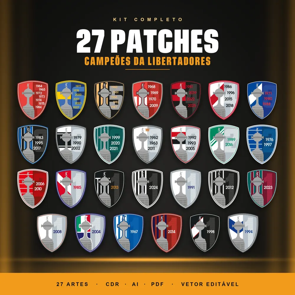 Kit 27 Patches Badges Campeões da Libertadores AI