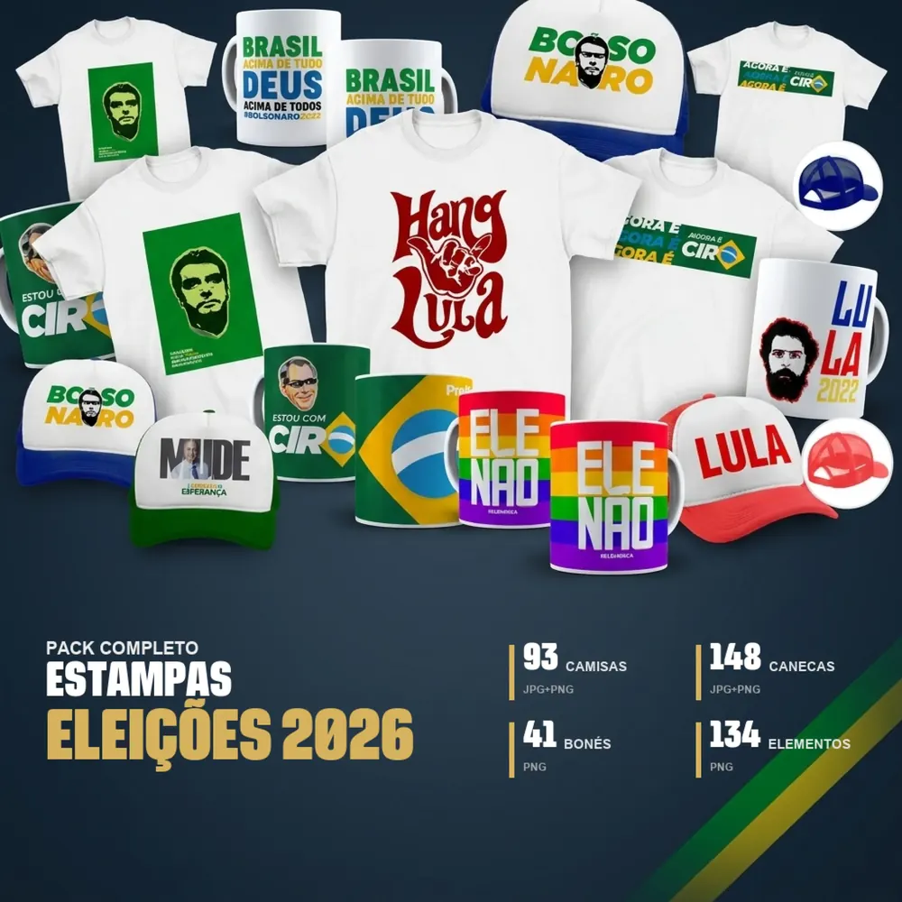 Camisa Pack Completo Estampas Eleições 2026 - Todas as