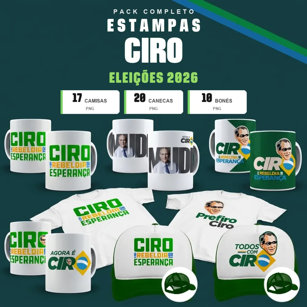 Camisa Pack Estampas Ciro Gomes 2026 - , Caneca e Boné