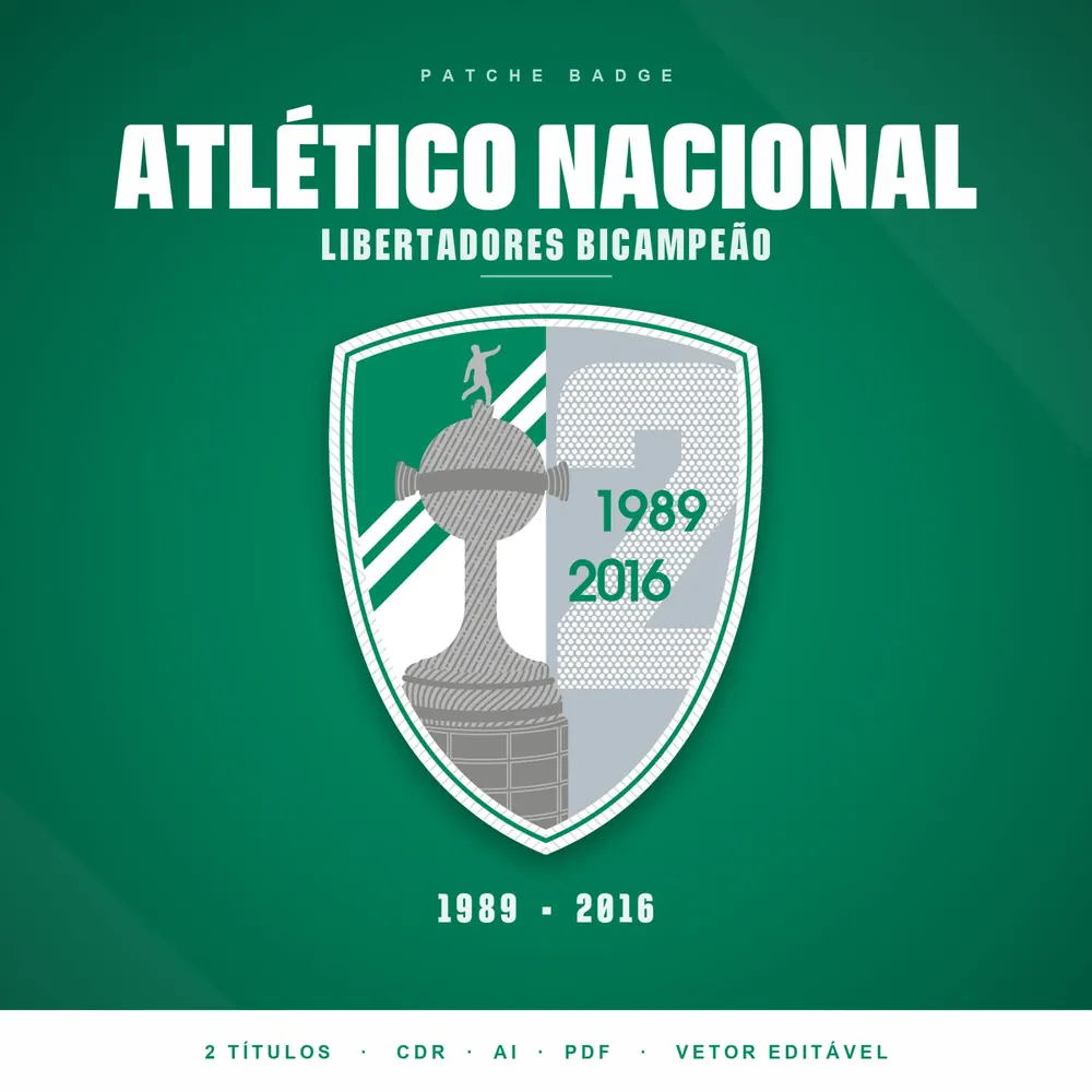 Camisa Patche Badge Atlético Nacional Libertadores Bicampeão