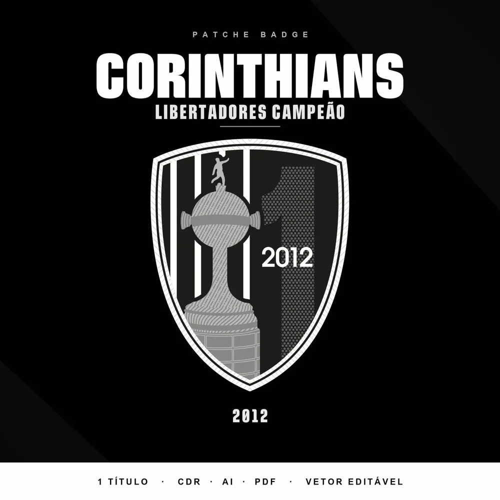 Camisa Patche Badge Corinthians Libertadores Campeão em Editável