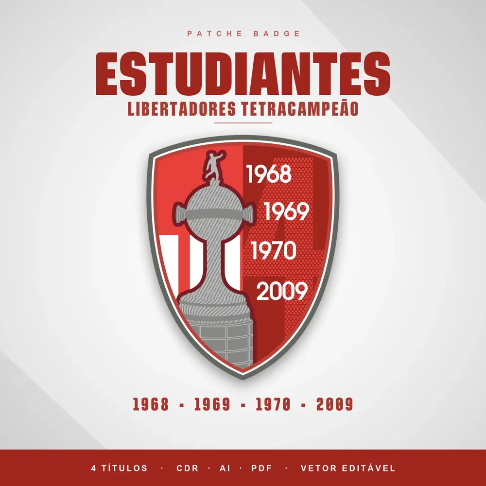 Camisa Patche Badge Estudiantes Libertadores Tetracampeão ial
