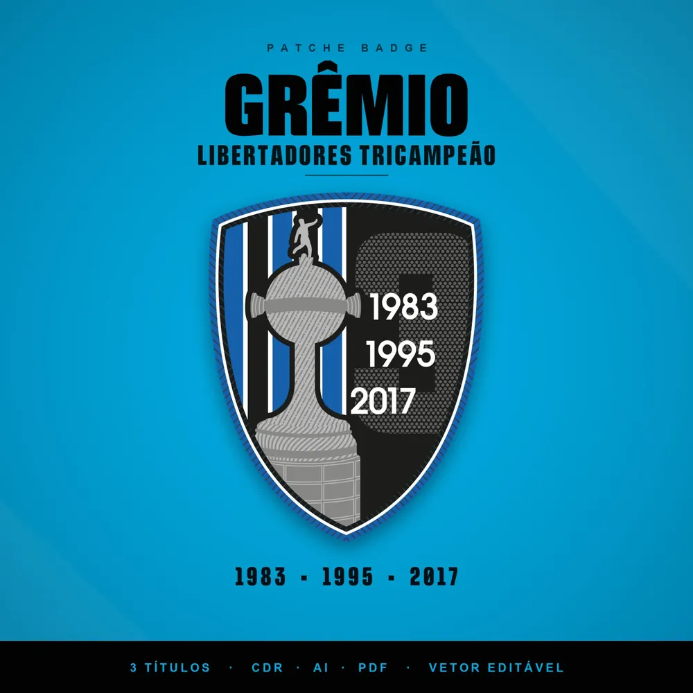 Camisa Patche Badge Grêmio Libertadores Tricampeão em AI
