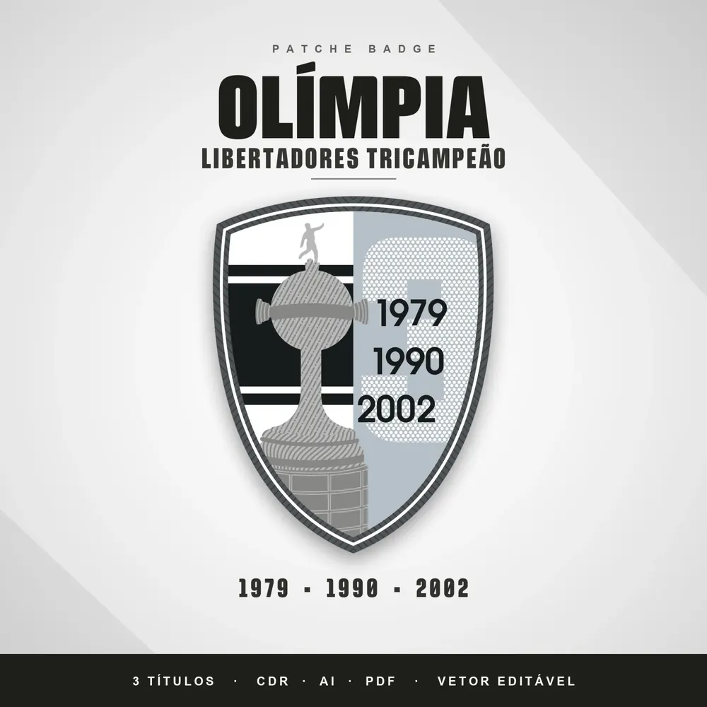 Camisa Patche Badge Olímpia Libertadores Tricampeão para Bordado
