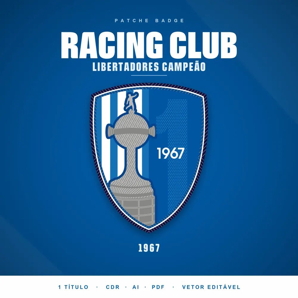Camisa Patche Badge Racing Club Libertadores Campeão em Editável