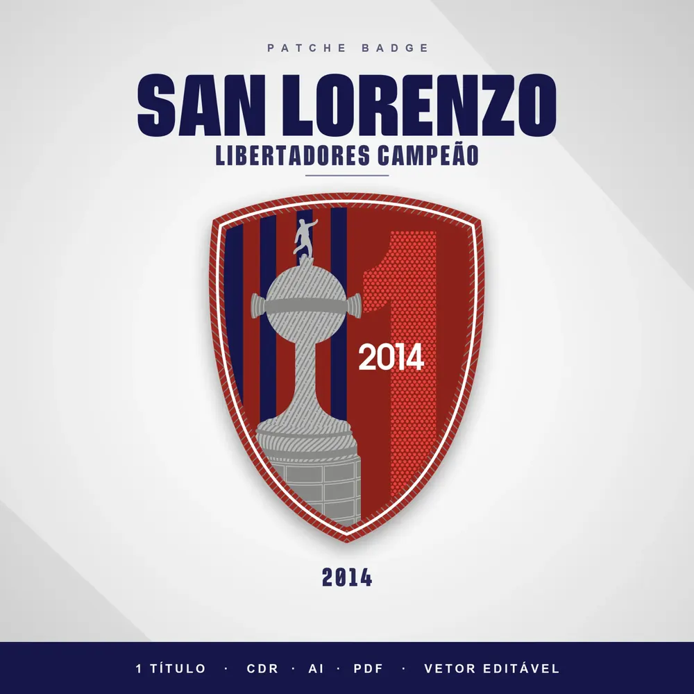 Camisa Patche Badge San Lorenzo Libertadores Campeão em Editável