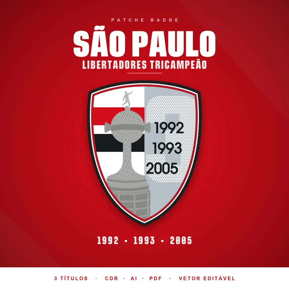 Camisa Patche Badge São Paulo Libertadores Tricampeão AI