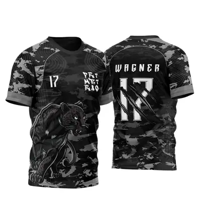 Template Camisa Primeirão Pantera Negra Tons de Cinza Camuflagem