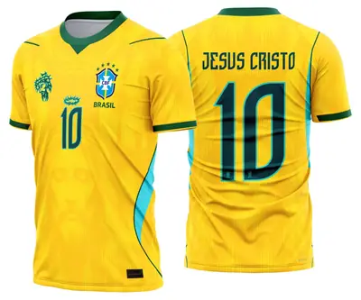 Arte Camisa Brasil Conceito Jesus Cristo Amarela 2026