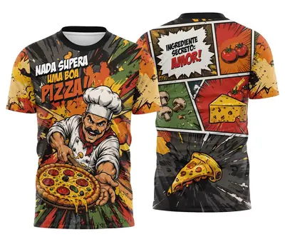 Camisa Pizzaiolo Quadrinhos Nada Supera uma Boa Pizza