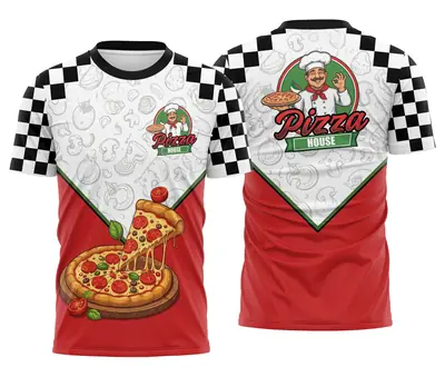 Camisa Pizzaiolo Xadrez Bandeirada Vermelha Pizza House