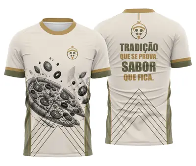 Camisa Pizzaria Branca e Dourada Tradição que se Prova