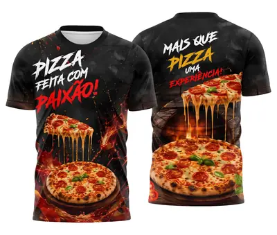 Camisa Pizzaria Realista Pizza Feita com Paixão